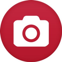 Icon, white camera inside a red circle